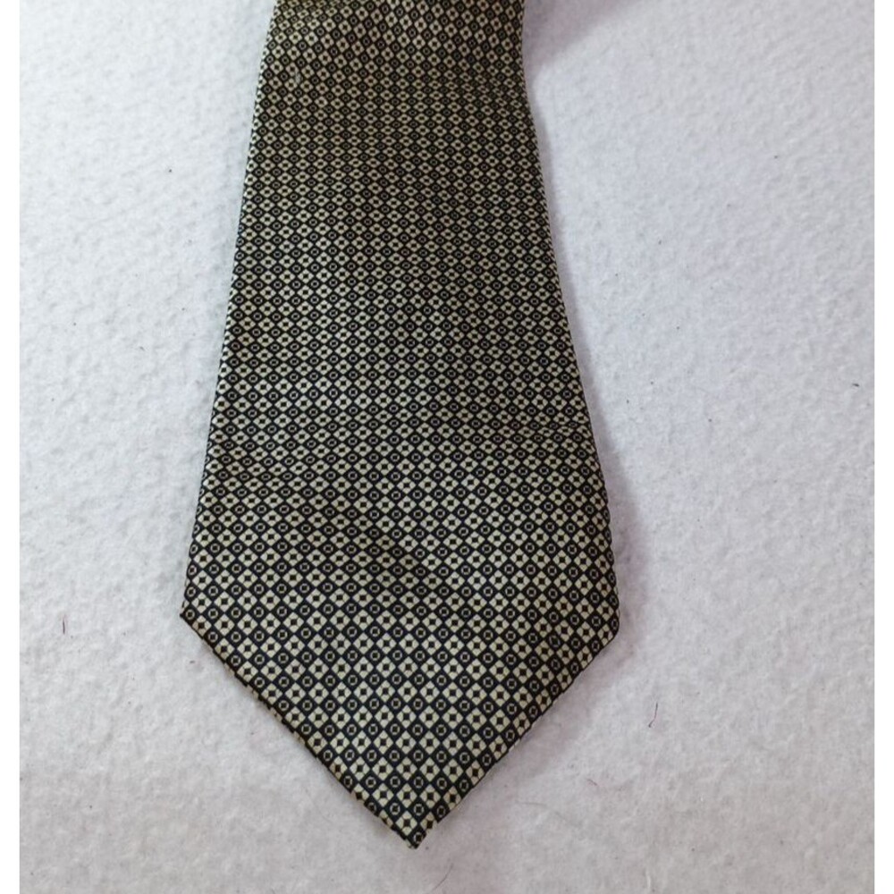 Stonehenge Gold Diamond Geometric Pattern Silk Tie Handmade